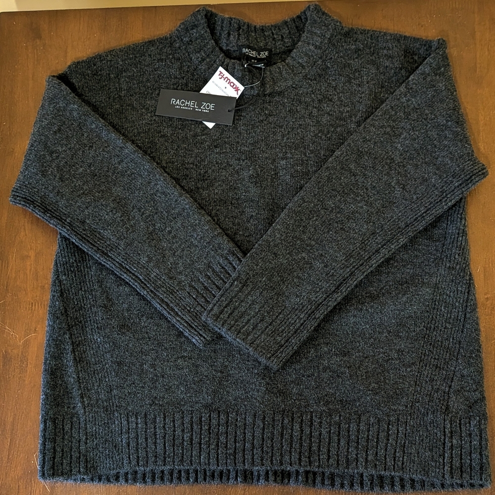 Rachel Zoe Dark Gray Knit Crewneck Women’s Pullover Sweater Size Medium NWT